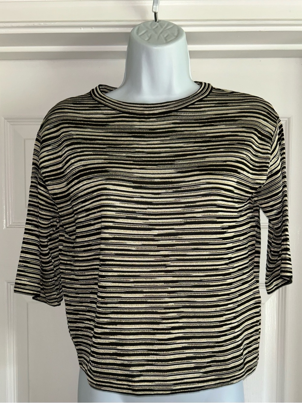 Missoni Black and White Striped Short Sleeve Top